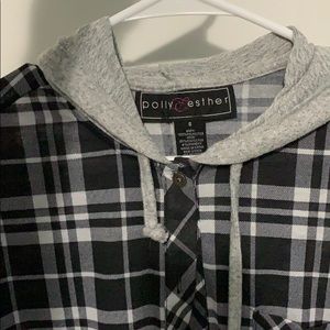 Button up flannel with hood